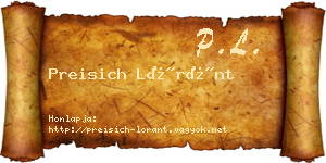 Preisich Lóránt névjegykártya